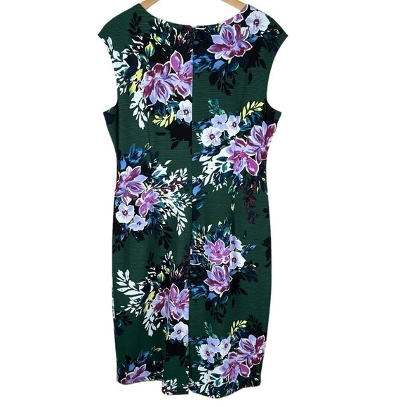 Vince Camuto Floral Stretch Sheath Green Dress Size 16 - Picture 2 of 12